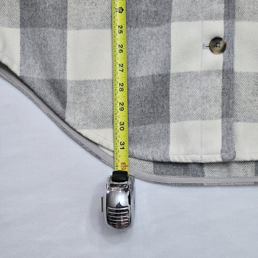 Old Navy Womens Grey White Buffalo Plaid Flannel Shacket Shirt Jacket Large - Picture 8 of 12